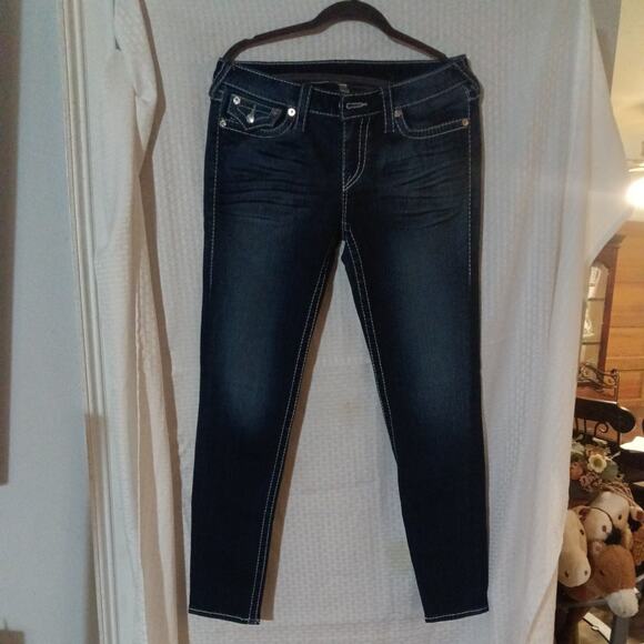 True Religion Women's Nat big T jeans skinny with flaps Blue, Size 31 - Picture 1 of 13